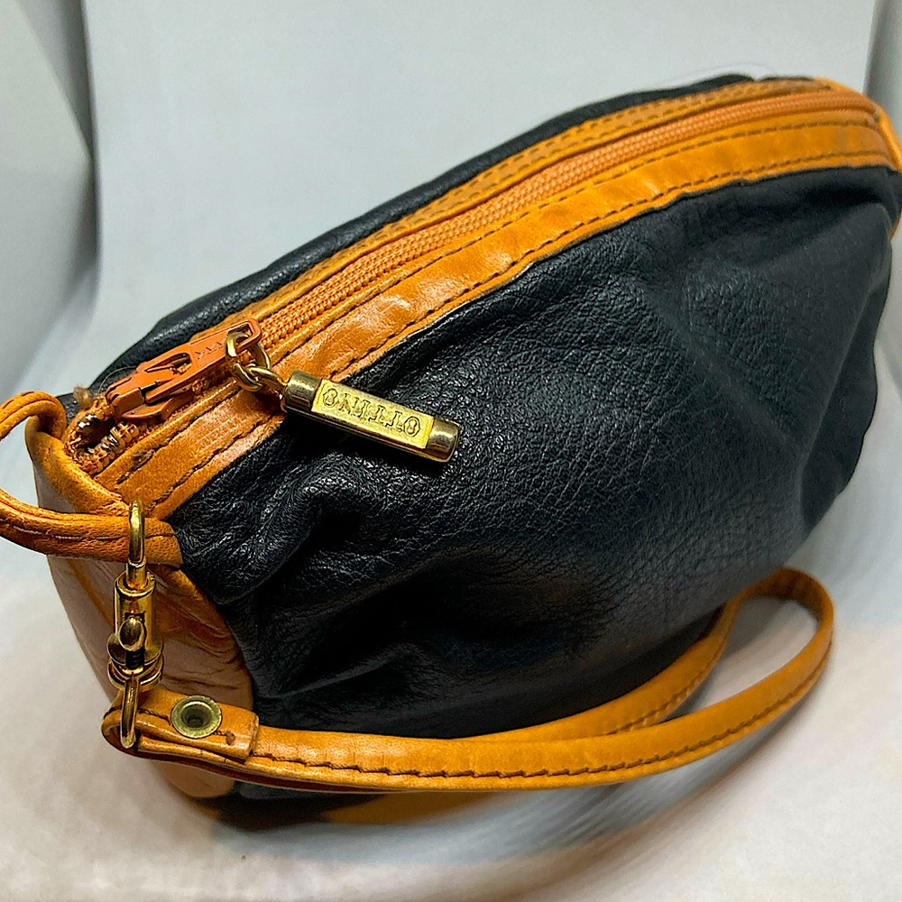 OTTINO Firenze Italy Brown black genuine leather Small bag wristlet purse